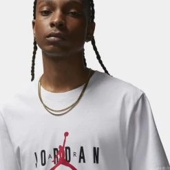 Συμφωνίες ⭐ T-Shirts | Μπλούζα κοντό μανίκι Jordan Air Ανδρικό T-shirt WHITE/BLACK/GYM RED 🥰 -Jordan Κατάστημα jordan m j jdn air stretch ss crew 6