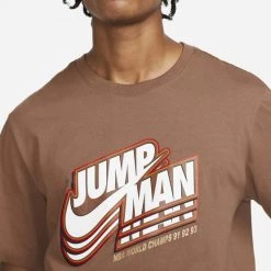 Εξοδος 💯 T-Shirts | Μπλούζα κοντό μανίκι Jordan Jumpman Ανδρικό T-Shirt ARCHAEO BROWN/METALLIC GOLD 😀 -Jordan Κατάστημα jordan m j jmpmn ss gfx crew 2