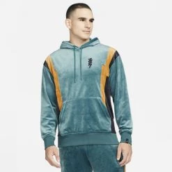 Flash Sale 🎁 Μπλούζες με Κουκούλα Jordan Zion Ανδρική Μπλούζα με Κουκούλα DARK TEAL GREEN/LIGHT CURRY/BLACK/BLACK 🌟